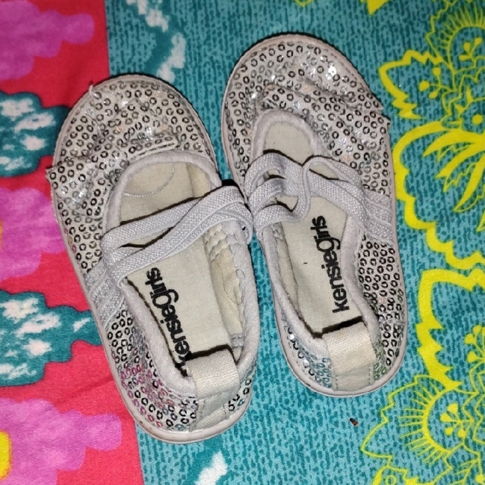 Kensie Girl Sparkly Silver Baby Shoes